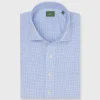 Flash Sale Sid Mashburn Spread Collar Popover Sport Shirt Blue Micro Gingham Poplin