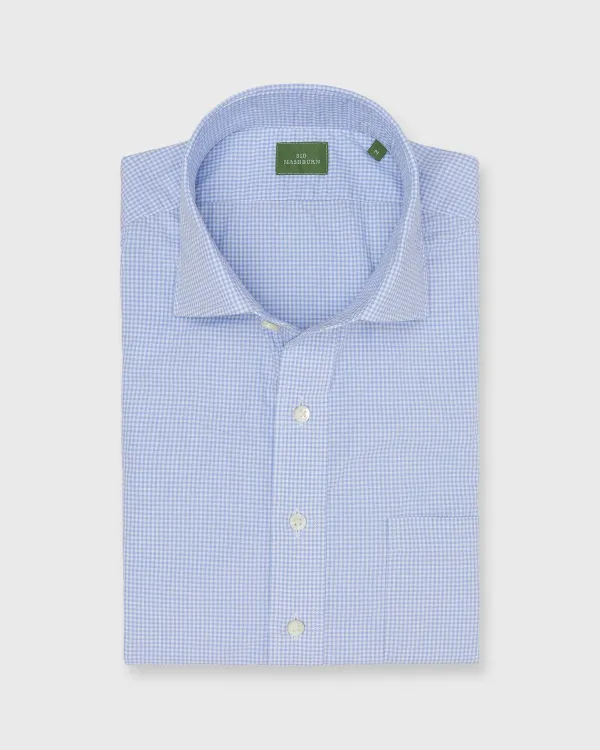 Flash Sale Sid Mashburn Spread Collar Popover Sport Shirt Blue Micro Gingham Poplin