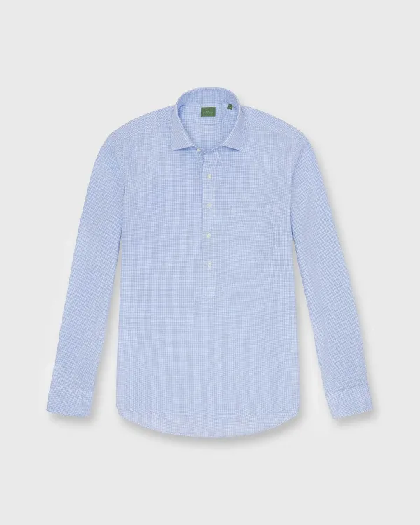 Flash Sale Sid Mashburn Spread Collar Popover Sport Shirt Blue Micro Gingham Poplin