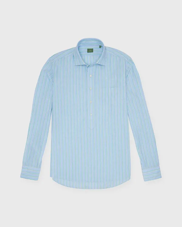 Online Sid Mashburn Spread Collar Popover Sport Shirt Blue/Green/Peach Multi Stripe Cotolino