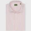 Fashion Sid Mashburn Spread Collar Sport Shirt Melon/Blue/White Stripe Oxford