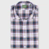 New Sid Mashburn Spread Collar Sport Shirt Lilac/Walnut/Cobalt Plaid Chambray