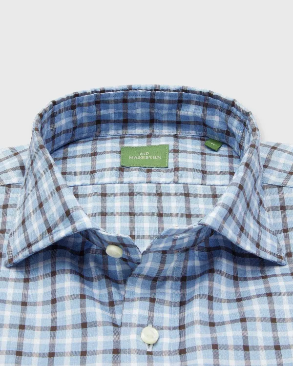 Cheap Sid Mashburn Spread Collar Sport Shirt Blue/Brown/White Plaid Oxford