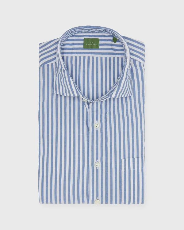 Best Sale Sid Mashburn Spread Collar Sport Shirt Ink Stripe Chambray