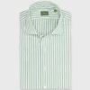 Fashion Sid Mashburn Spread Collar Sport Shirt Clover Stripe Chambray