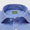 Clearance Sid Mashburn Spread Collar Sport Shirt Blue/Sky Shadow Stripe Poplin