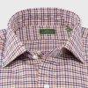 Outlet Sid Mashburn Spread Collar Sport Shirt Orange/Berry/Navy Tattersall Brushed Twill