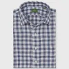 Cheap Sid Mashburn Spread Collar Sport Shirt Harbor/Bone/Red Plaid Linen