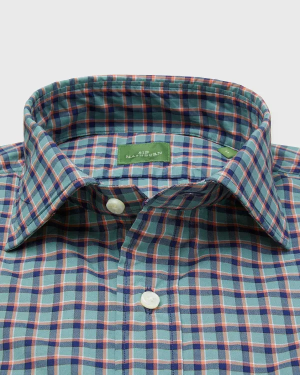 Flash Sale Sid Mashburn Spread Collar Sport Shirt Sage/Navy/Orange Plaid Poplin