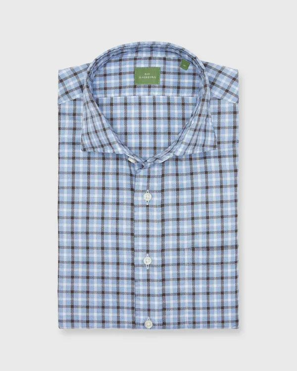 Cheap Sid Mashburn Spread Collar Sport Shirt Blue/Brown/White Plaid Oxford