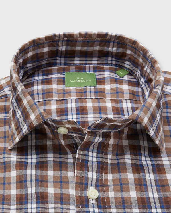 Shop Sid Mashburn Spread Collar Sport Shirt Brown/Blue Plaid Poplin