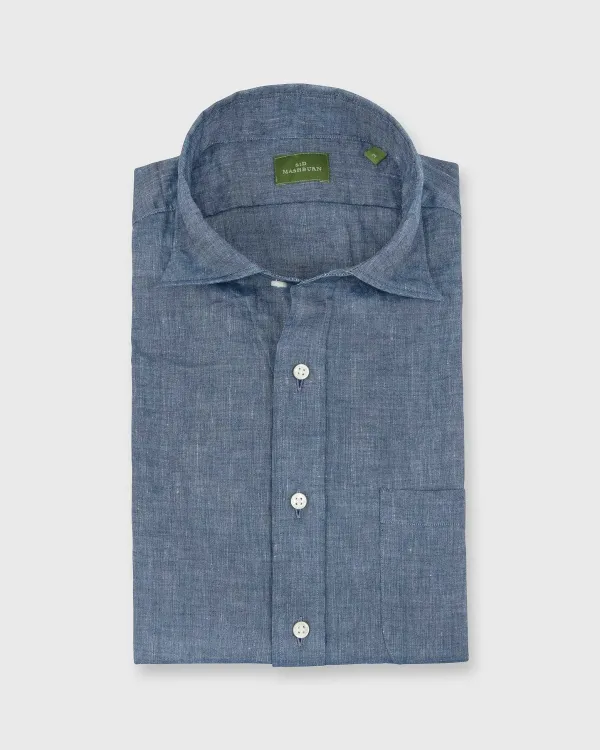 Best Sale Sid Mashburn Spread Collar Sport Shirt Blue Cotolino Chambray