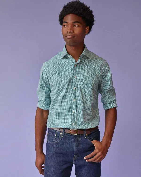 Online Sid Mashburn Spread Collar Sport Shirt Kelly Micro Gingham Poplin