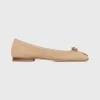 Cheap Ann Mashburn Square-Toe Ballet Flat Camel Suede