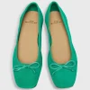 Discount Ann Mashburn Square-Toe Ballet Flat Green Suede