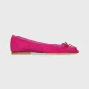 Hot Ann Mashburn Square-Toe Ballet Flat Pink Suede