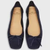 Outlet Ann Mashburn Square-Toe Ballet Flat Navy Suede