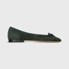 New Ann Mashburn Square-Toe Ballet Flat Forest Suede