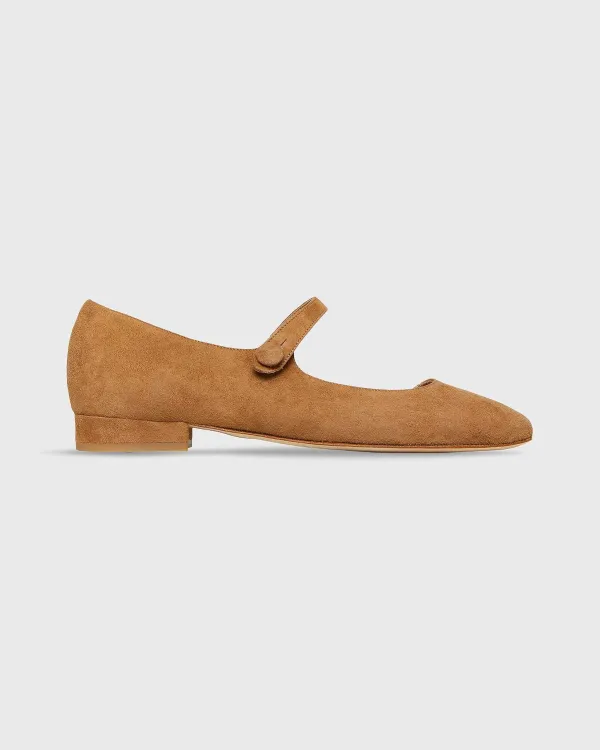 Cheap Ann Mashburn Square-Toe Mary Jane Tan Suede