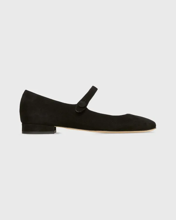 New Ann Mashburn Square-Toe Mary Jane Black Suede