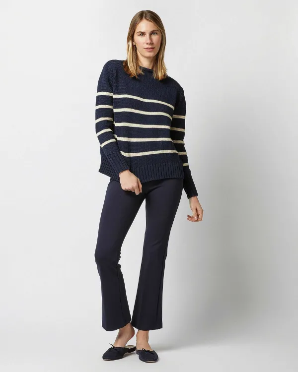 Cheap Ann Mashburn Stevie Sweater Navy/Cream Maritime Stripe Cotton Tape Yarn