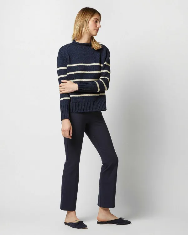 Cheap Ann Mashburn Stevie Sweater Navy/Cream Maritime Stripe Cotton Tape Yarn