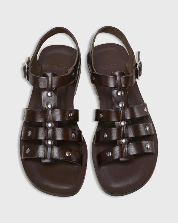 Fashion Ann Mashburn Studded Sandal Chocolate Leather