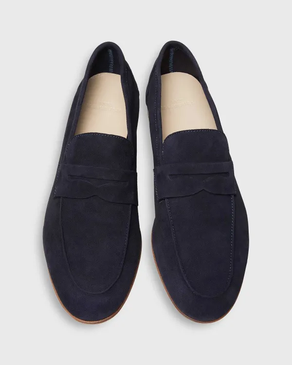 New Ann Mashburn Summer Penny Loafer Navy Suede