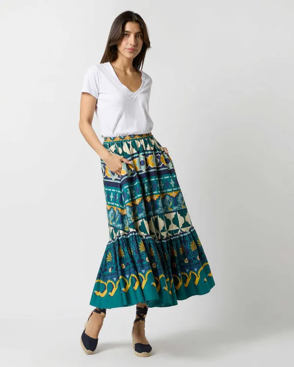 Sale La DoubleJ Sunset Skirt Emerald Casareale Barr Cotton Jersey