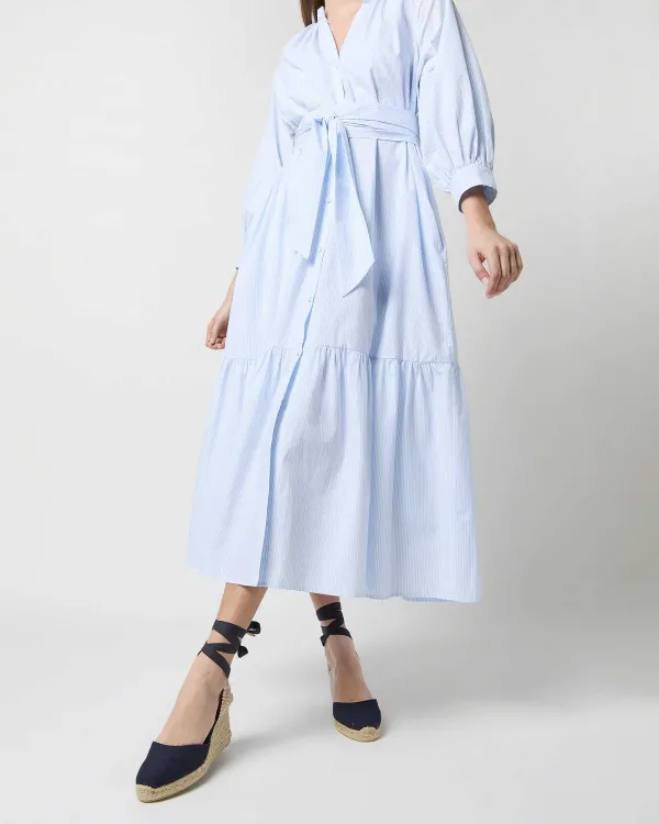 Best Ann Mashburn Tabitha Dress Sky Bengal Stripe Chambray