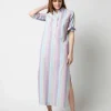 New Ann Mashburn Talitha Shirtdress Rainbow Multi Stripe Poplin