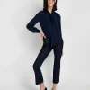 Fashion Ann Mashburn Tie-Neck Blouse Navy Silk Crepe De Chine