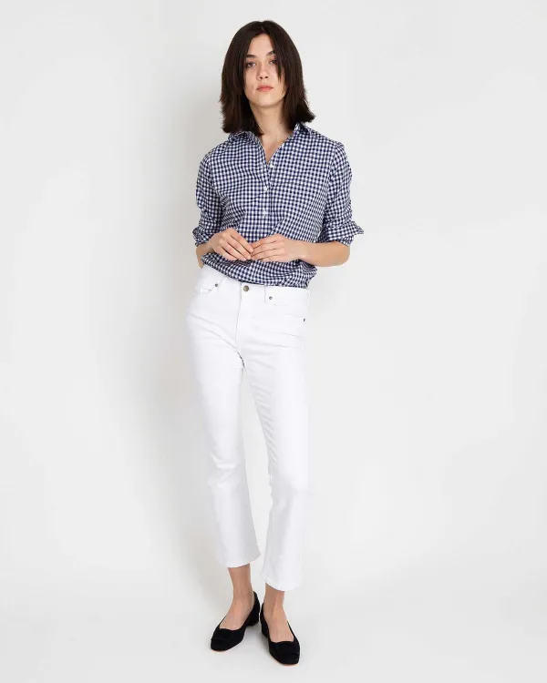 Flash Sale Ann Mashburn Tomboy Popover Shirt Navy Gingham Poplin