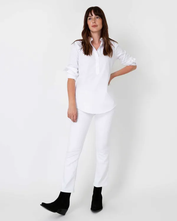 Flash Sale Ann Mashburn Tomboy Popover Shirt White Poplin