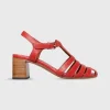 Best Sale Ann Mashburn T-Strap Block Heel Red Leather