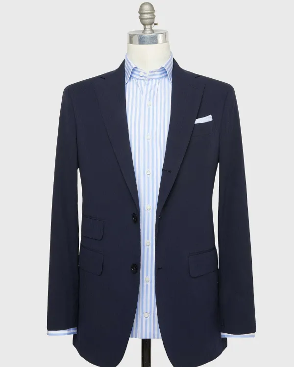 New Sid Mashburn Virgil No. 2 Jacket Navy Seersucker