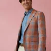 Store Sid Mashburn Virgil No. 2 Jacket Persimmon/Sky/Mocha Plaid Hopsack