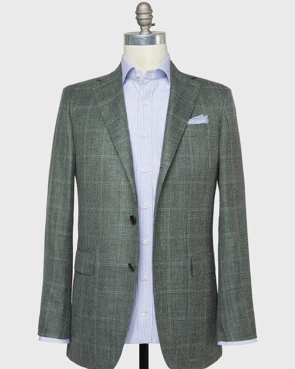 Shop Sid Mashburn Virgil No. 4 Jacket Sage/Sky/Brown Windowpane Twill