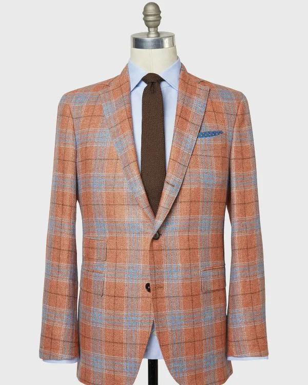 Store Sid Mashburn Virgil No. 2 Jacket Persimmon/Sky/Mocha Plaid Hopsack