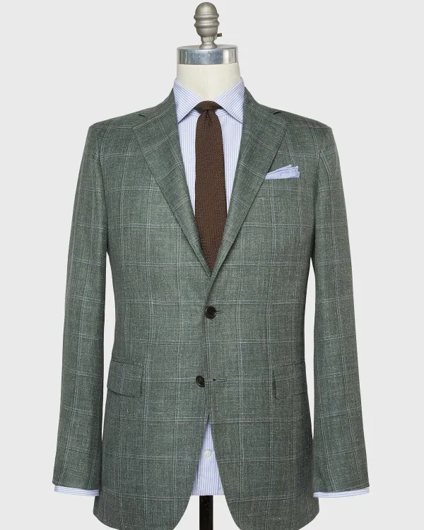 Shop Sid Mashburn Virgil No. 4 Jacket Sage/Sky/Brown Windowpane Twill