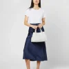 Clearance Ann Mashburn Wide Woven Satchel Bag Cloud Leather