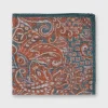 Best Sale Sid Mashburn Wool/Silk Pocket Square Lovat/Orange Floral