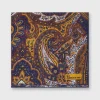 Discount Petronius Wool/Silk Pocket Square Navy/Brown Paisley