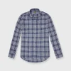 Cheap Sid Mashburn Work Shirt Navy/White Plaid Linen