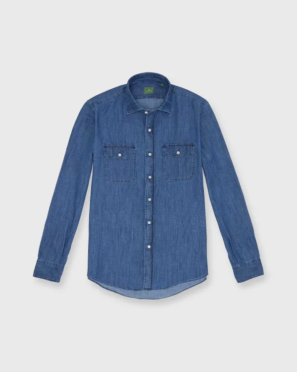 Store Sid Mashburn Work Shirt Medium Wash Indigo Denim