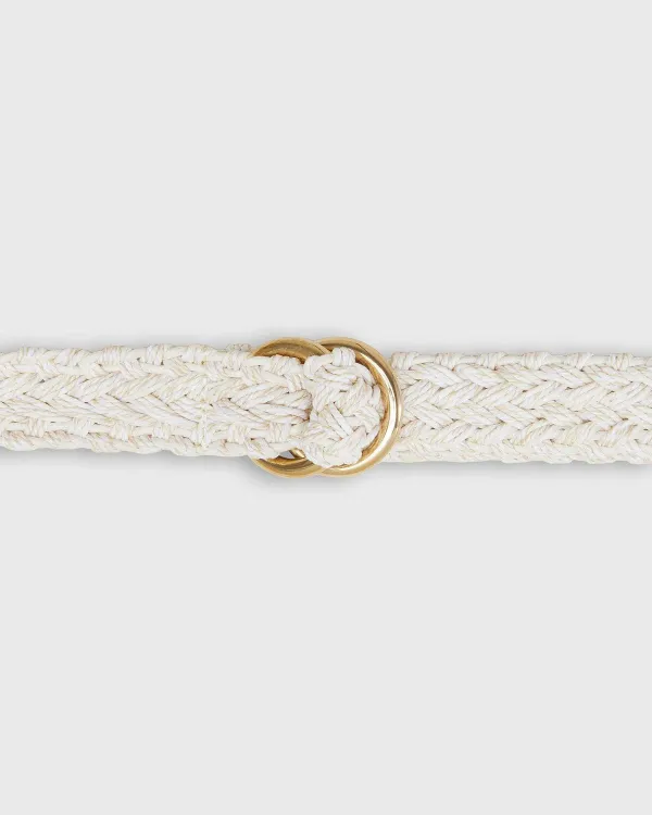 Clearance Sid Mashburn 1" Woven Double O-Ring Belt Bone Cotton