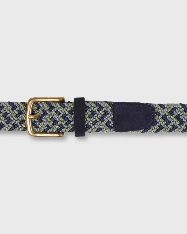 Outlet Sid Mashburn 1.25" Woven Elastic Belt Sage/Steel/Navy