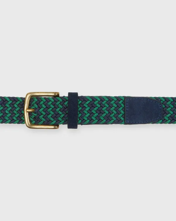 Outlet Sid Mashburn 1.25" Woven Elastic Belt Navy/Green