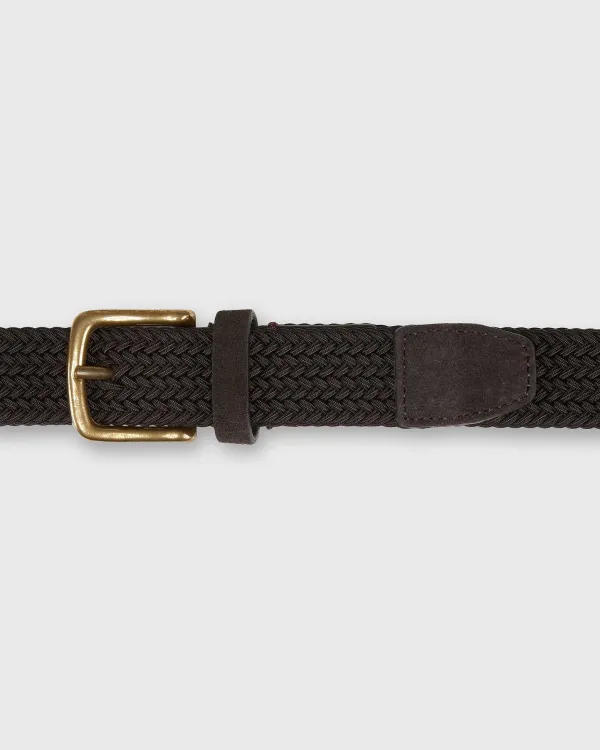 Outlet Sid Mashburn 1.25" Woven Elastic Belt Chocolate