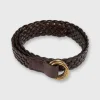 Best Sale Sid Mashburn 1" Woven O-Ring Belt Chocolate Leather